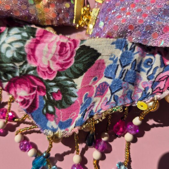 Vintage Style Victorian Rainbow Butterfly Rose Choker - Picture 7 of 9